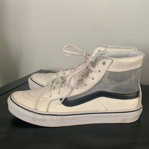Vans white leather sneakers with mesh